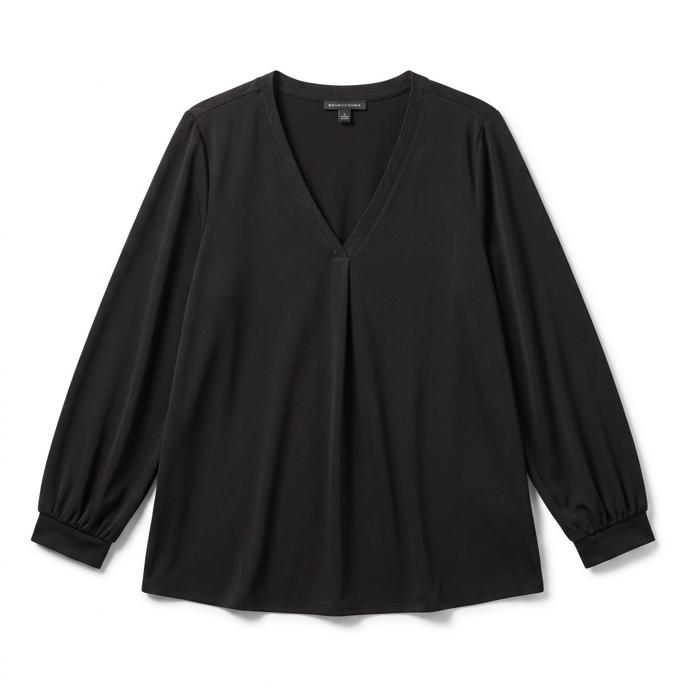 Banana Republic XL Black Womens V-Neck Long Sleeve Blouse Casual Minimalist